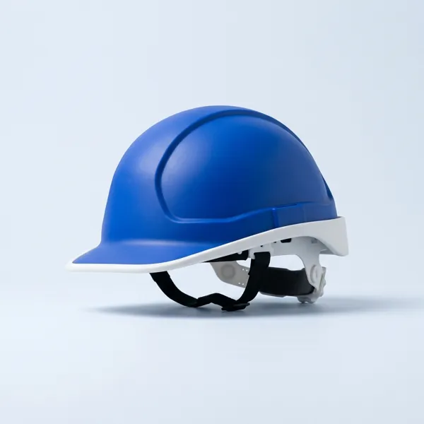 A blue hard hat